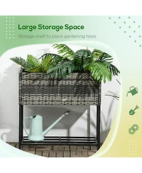 Outsunny Raised Garden Bed, Rat with Storage Shelf,