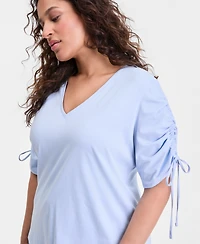 I.n.c. International Concepts Plus Short Tie Sleeve Top, Macy's Exclusive