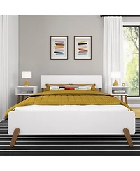 Max & Lily Mid-Century Modern Queen Platform Bed for Kids, Solid Wood