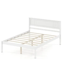 Slickblue Wooden Platform Bed Frame with Headboard and Slat Support