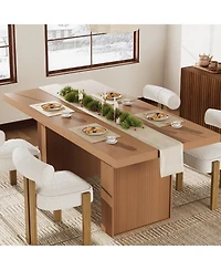 homfan 70.8 Dining Table for 6–10, Modern Wood Table with Storage and Fluted Legs