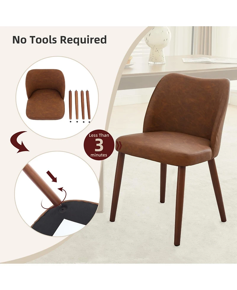 gaomon Dining Chair Set of 4, Linen Upholstered Dining Chair with Solid Wood Legs, Wing Backrest
