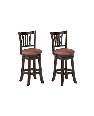 Slickblue Set of 2 Counter Height Bar Stools with Swivel Seat, Back Support and Wooden Frame