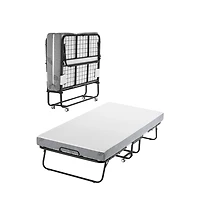 Sugift Folding Rollaway Bed with 5 in Foam Mattress, Twin Size Portable Roll Away Bed Frame, 450 lbs Capacity