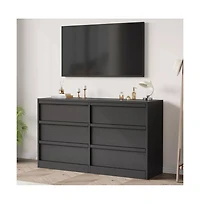 gaomon 6 Drawer Modern Handleless Dresser, 47 inches Wide Wooden Storage Organizer for Bedroom Living Room Nursery