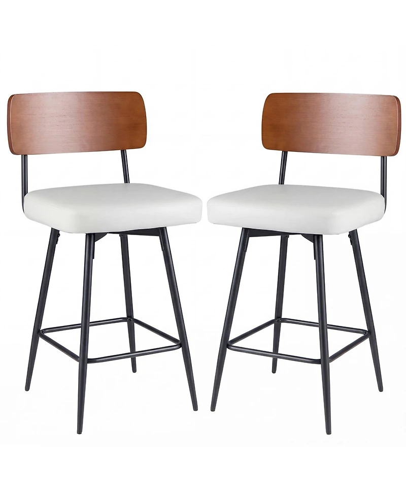 Slickblue Set of 2 Counter Height Bar Stools with Cushioned Seat & Metal Legs