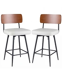 Slickblue Set of 2 Counter Height Bar Stools with Cushioned Seat & Metal Legs