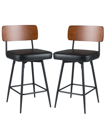 Slickblue Set of 2 Counter Height Bar Stools with Cushioned Seat & Metal Legs