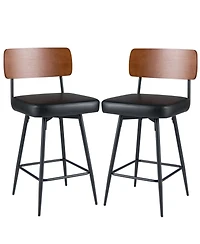 Slickblue Set of 2 Counter Height Bar Stools with Cushioned Seat & Metal Legs