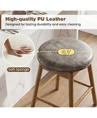 Slickblue Set of 2 Swivel Counter Barstools with Wood Legs & Footrests