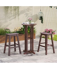 Slickblue Set of 2 Hdpe Outdoor Bar Stools, Armless Saddle Seat Patio Counter Height Chairs