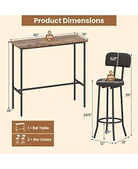 Gymax Industrial Bar Table Set Space-Saving Pub Table and Stools Set for Dining Room