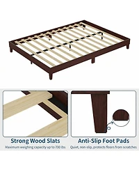 gaomon Full Size Bed Frame,9 Inch Sturdy Wood Platform Bed Without Headboard,Wooden Bed Frame with Strong Wood Slats Support,No Box Spring Neededd