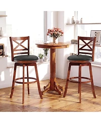 Slickblue Set of 2 Swivel Counter Height Bar Stools with Backrest