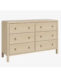 gaomon 6 Drawer Dresser for Bedroom, Wood Dresser with Large Storage Drawers, Modern Curved Angle Clothes Organizer for Closet