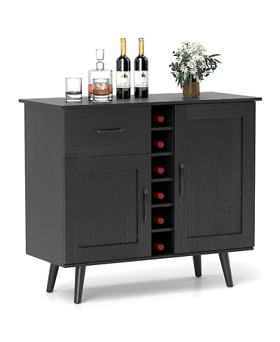 Slickblue Wine Buffet Cabinet with Built 6 Bottle Rack for Dining Room