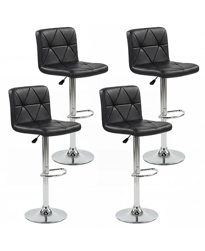 Gymax Bar Stools Set of 4 Adjustable Swivel Barstools w/Back and Footrest for Kitchen