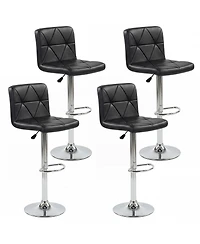 Gymax Bar Stools Set of 4 Adjustable Swivel Barstools w/Back and Footrest for Kitchen