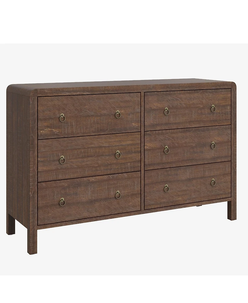 gaomon 6 Drawer Dresser for Bedroom, Wood Dresser with Large Storage Drawers, Modern Curved Angle Clothes Organizer for Closet