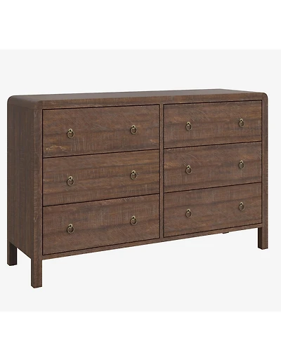 gaomon 6 Drawer Dresser for Bedroom, Wood Dresser with Large Storage Drawers, Modern Curved Angle Clothes Organizer for Closet
