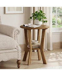 Tribesigns Side Table, 2-Tier Small Round End Table, Nightstand with Open Shelves