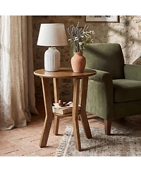 Tribesigns Side Table, 2-Tier Small Round End Table, Nightstand with Open Shelves