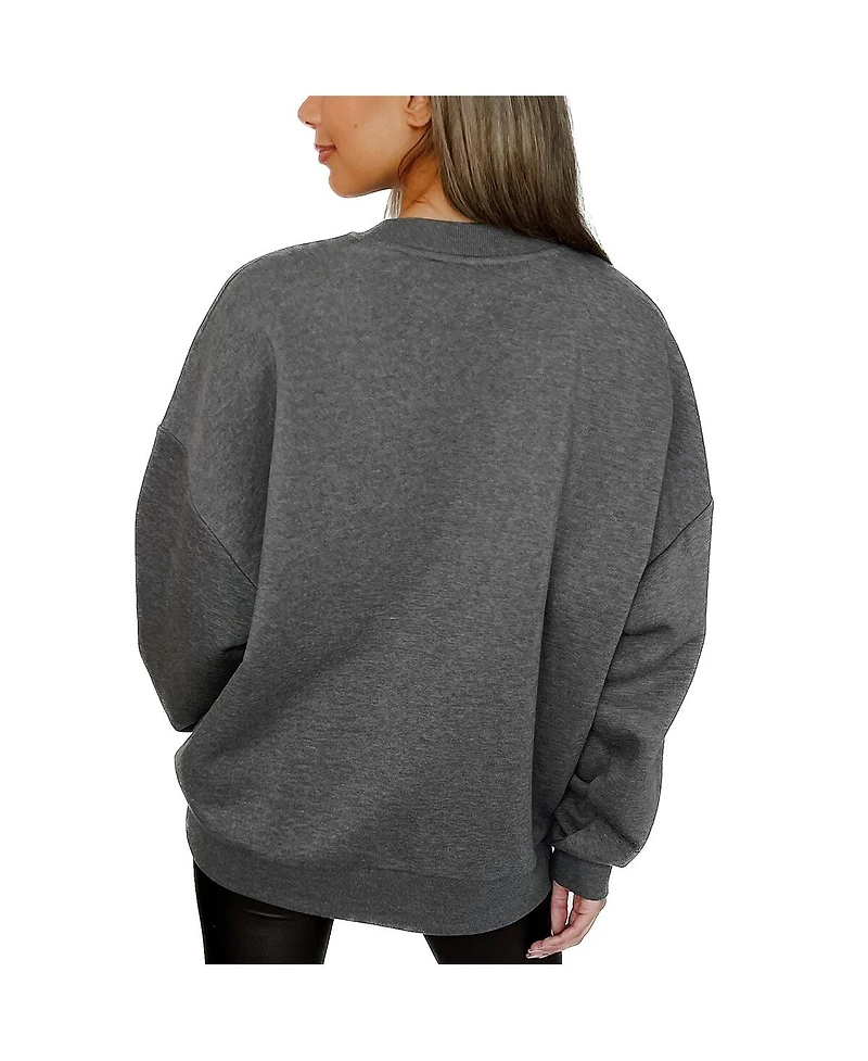 Gameday Couture Women's Heather Charcoal Oklahoma State Cowboys Oversized Distressed Fleece Pullover Sweatshirt