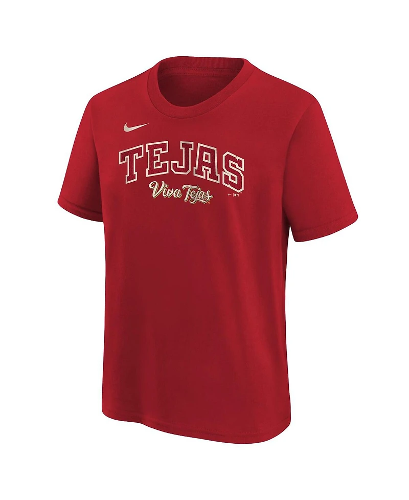 Nike Big Boys and Girls Red Texas Rangers 2026 City Connect Wordmark T-Shirt