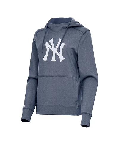 Antigua Women's Heather Navy New York Yankees Justice Pullover Hoodie
