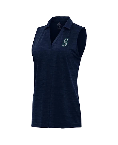 Antigua Women's Heather Navy Seattle Mariners Layout Sleeveless Polo Shirt