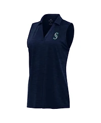 Antigua Women's Heather Navy Seattle Mariners Layout Sleeveless Polo Shirt