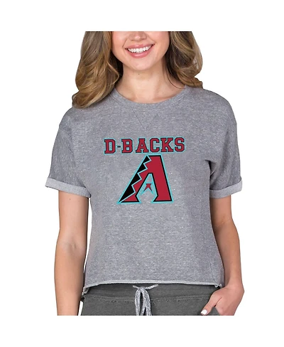 Concepts Sport Women's Gray Arizona Diamondbacks Tri-Blend Mainstream Terry Short Sleeve Sweatshirt Top