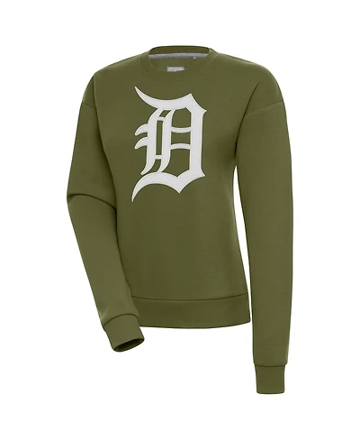 Antigua Women's Olive Detroit Tigers Victory Pullover Sweatshirt