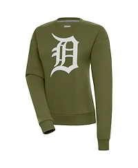 Antigua Women's Olive Detroit Tigers Victory Pullover Sweatshirt
