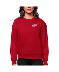 Antigua Women's Red Detroit Wings Primary Logo Victory Crewneck Pullover Sweatshirt