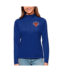 Antigua Women's Blue New York Knicks Tribute Half-Zip Top