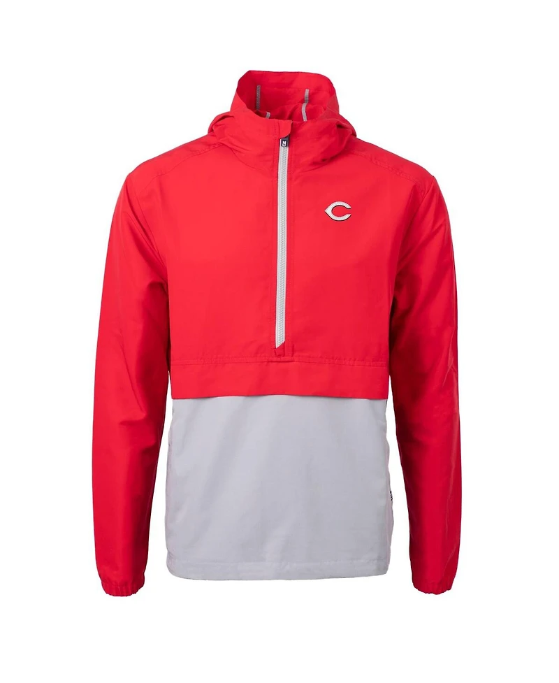 Cutter & Buck Men's Red/Gray Cincinnati Reds Charter Eco Half-Zip Anorak Jacket