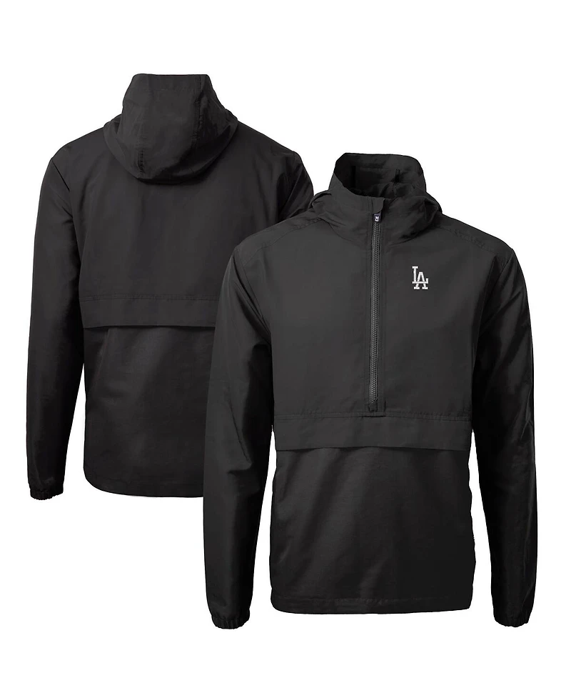 Cutter & Buck Men's Black Los Angeles Dodgers Charter Eco Half-Zip Anorak Jacket