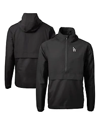 Cutter & Buck Men's Black Los Angeles Dodgers Charter Eco Half-Zip Anorak Jacket