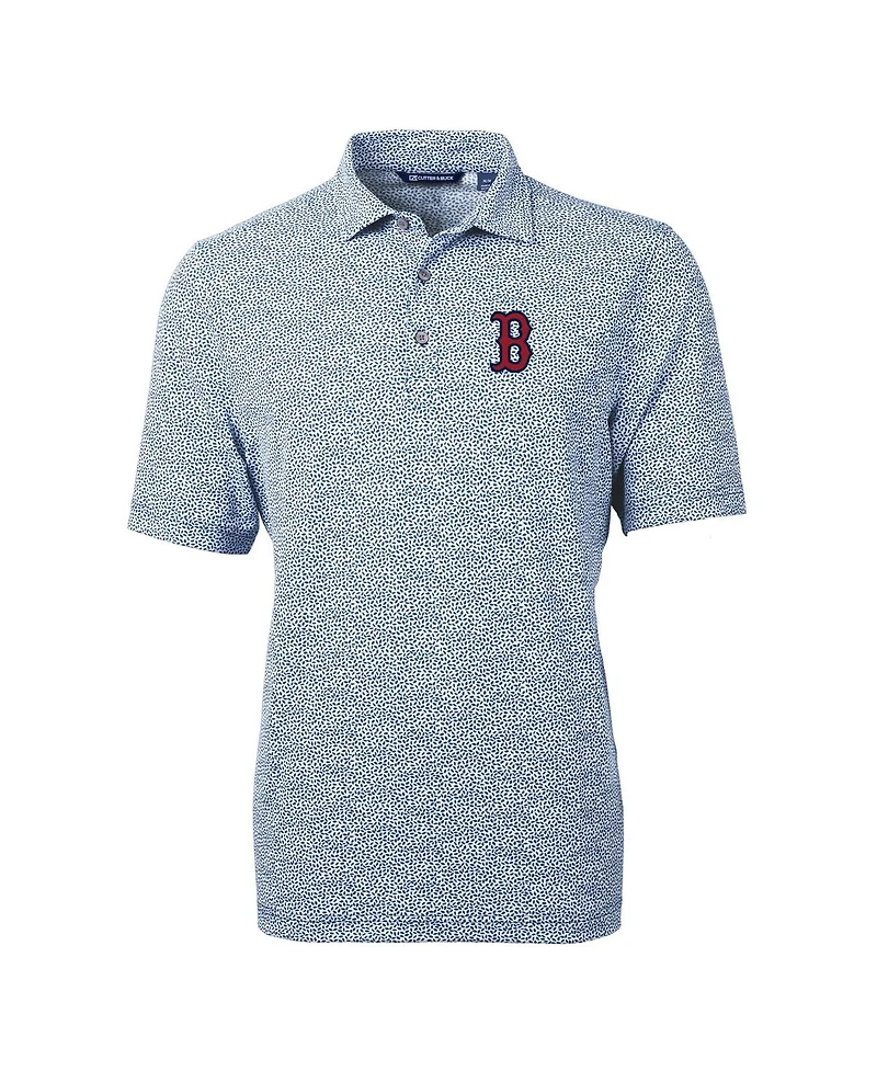 Cutter & Buck Men's Navy Boston Red Sox Virtue Eco Pique Botanical Print Polo Shirt