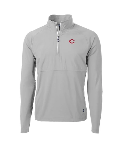 Cutter & Buck Men's Gray Cincinnati Reds Adapt Eco Knit Hybrid Quarter-Zip Pullover Jacket
