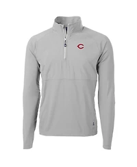 Cutter & Buck Men's Gray Cincinnati Reds Adapt Eco Knit Hybrid Quarter-Zip Pullover Jacket