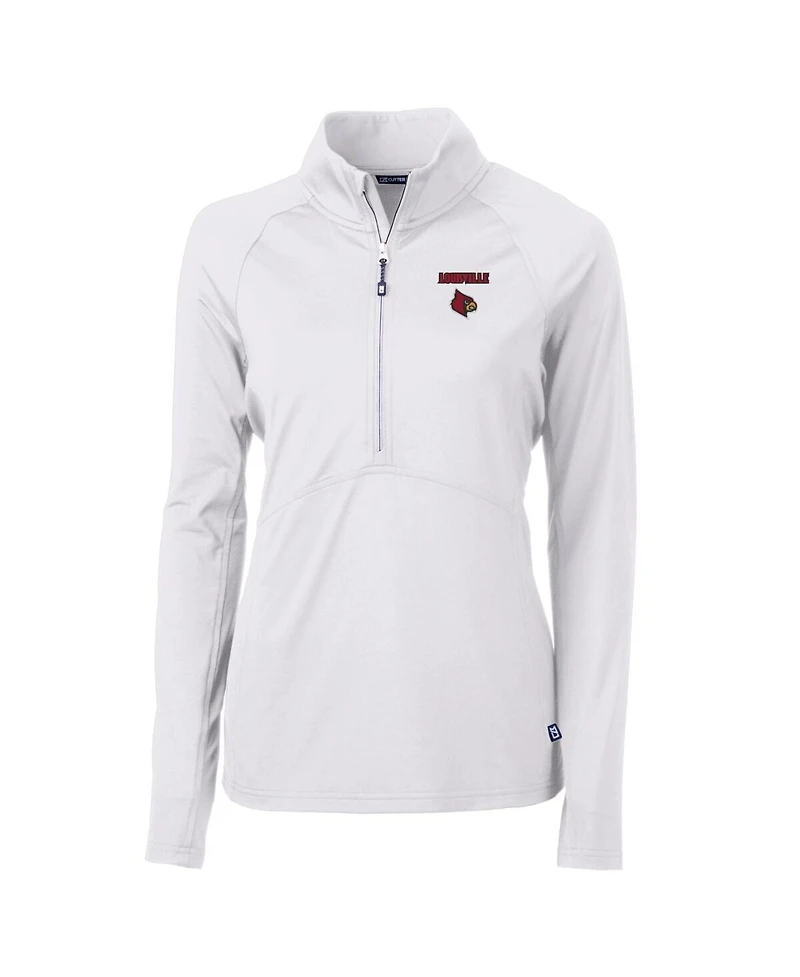 Cutter & Buck Women's White Louisville Cardinals Adapt Eco Knit Half-Zip Pullover Jacket