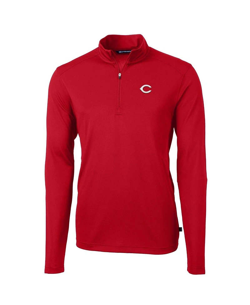 Cutter & Buck Men's Red Cincinnati Reds Virtue Eco Pique Quarter-Zip Pullover Top