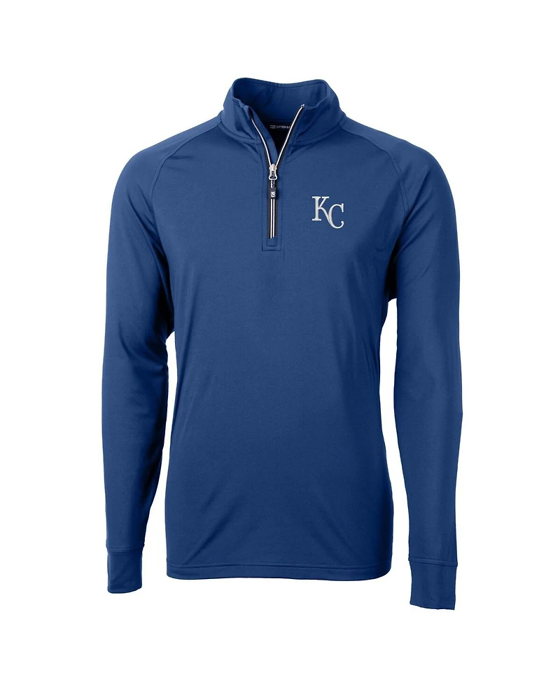 Cutter & Buck Men's Royal Kansas City Royals Adapt Eco Knit Stretch Quarter-Zip Pullover Top