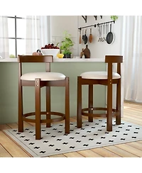 Slickblue Set of 2 Counter Bar Stools with Backrest and Footrest