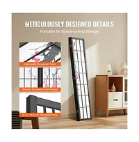 Sugift 4-Panel Japanese Shoji Style Folding Room Divider Screen, 66.9 in Tall Wood Frame