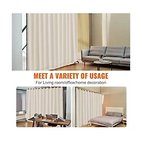 Sugift Portable Panel Room Divider with Wheels, 121.5 x 17.7 x 96.7 in Freestanding Curtain Divider Privacy Screen for Office Bedroom