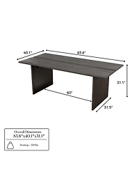 Homsee 7ft Solid Wood Dining Table - Extra Wide Farmhouse Kitchen Table with Rounded Corners and Rubber Wood Legs