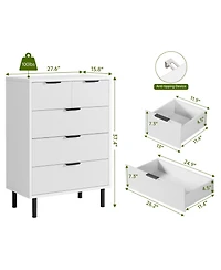 gaomon 5-Drawer Fluted Dresser for Bedroom, Modern Wide Chest of Drawers with Metal Legs Storage Cabinet